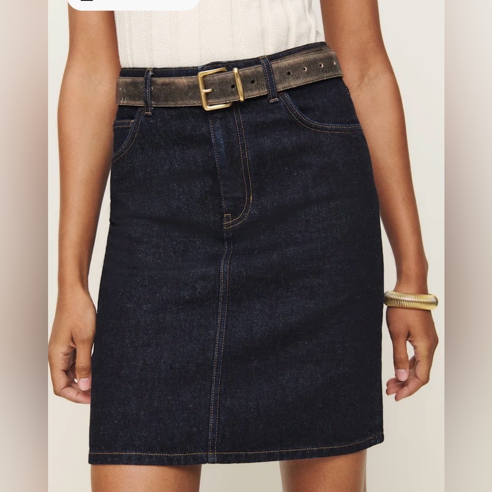 Reformation Mona Mid Rise Denim Skirt Blue - Size 30